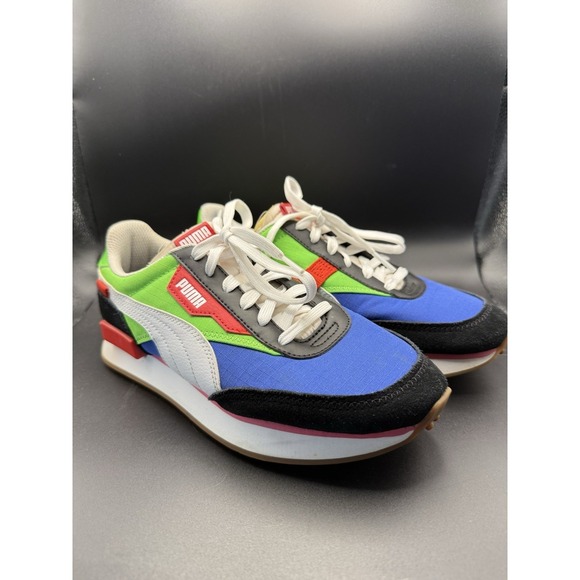 Puma Other - PUMA Kid's Future Rider Play On Sneakers Shoes 372349-01 Green Blue Red 5.5C✅Des